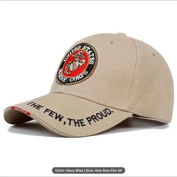 Marine Corps Baseball Cap Patriot Trucker Hat USMC Patch Unisex Men OS Khaki Tan - Picture 12 of 12